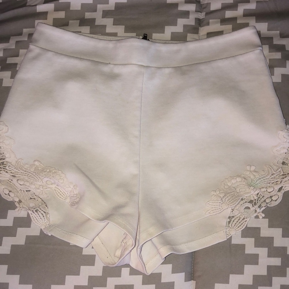 White with lace shorts